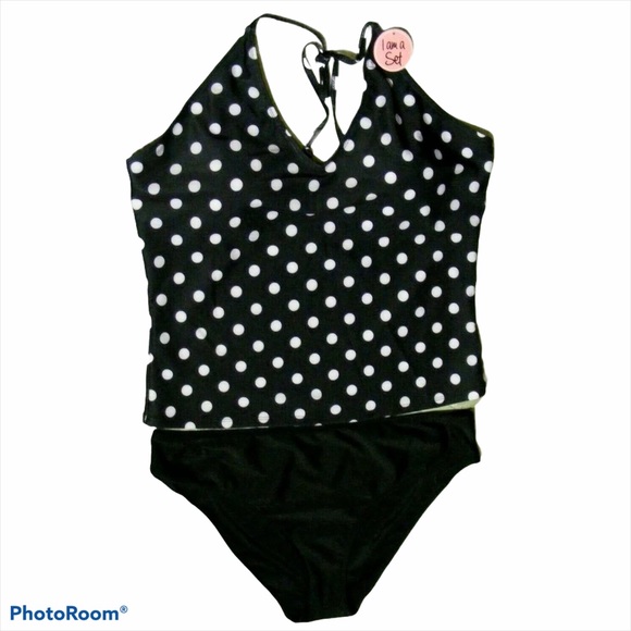 Bobbie Brooks Polkadot Halter Tankini - Picture 2 of 5
